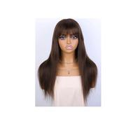 Frauen Haare Chocolate Brown Long Straight 100% Human Hair Wig With Bangs For Women Brazilian Remy Hair Made Daily Wigs Hairs Extensions(24inches)