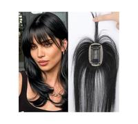 Frauen Haare Clip in Bangs Human Hair Hair Toppers for Women, Natural Black 360° Cover Lace Base Hair Piece with Wipsy Bangs Hairs Extensions