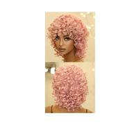 Frauen Haare Curlys Hair Synthetic Wig for Women Short Kinky Curly Haires Afro Wigs Glueless Cosplay Hairs Hairs Extensions(Pink)