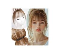 Frauen Haare Human Hair 3D Bangs for Women Clips in Bang Fringe with Hairpiece 360° Full Coverage Hairs Extensions(Ash Brown)