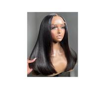 Frauen Haare Human Hair Straight Lace Front Short Bob Black Lace Front Wig Humans Hairs Wigs 150% Density Hairs Extensions(4x4 inch,16inches)