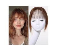 Frauen Haare Human Hair Topper for Women 10 Inch Straight Hair Topper With Bangs 6×8cm Lace Base Hand Tied Topper Hair Extension Hairs Extensions(Brown)