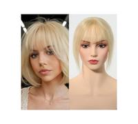 Frauen Haare Human Hair Topper for Women 10 Inch Straight Hair Topper With Bangs 6×8cm Lace Base Hand Tied Topper Hair Extension Hairs Extensions(Blonde)