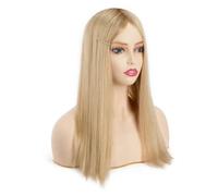 Frauen Haare Human Hair Topper for Women, 16/18 Inch Natural Looking Straight Hair Pieces 6"x6.5" Simulation Scalp Lace Base Hairpiece Clip in Remy Hair Toppers Hairs Extensions(16 inches)