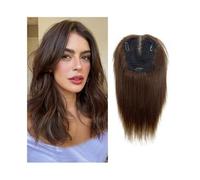 Frauen Haare Real Human Hair Topper for Women 13X12cm Breathable Swiss Lace Base Hair Pieces 10 Inch Natural Hairline Remy Hair Topper Hairpieces Add Hair Volume Hairs Extensions(Brownish black)