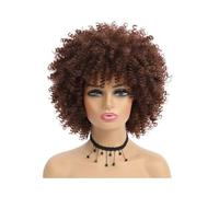 Frauen Haare Short Hair Afro Kinky Curly Wig With Bangs African Synthetic Wigs For Women Hairs Extensions(Light brown)