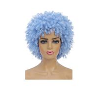 Frauen Haare Short Hair Afro Kinky Curly Wig With Bangs African Synthetic Wigs For Women Hairs Extensions(Sky blue)