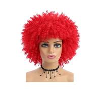 Frauen Haare Short Hair Afro Kinky Curly Wig With Bangs African Synthetic Wigs For Women Hairs Extensions(Red)