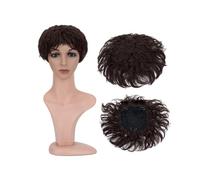 Frauen Haare Synthetic Natural Curly Hair Topper Replacement Hair Piece 13x13cm Short Hair Topper Clip in Wavy Hair Extensions Hairs Extensions(Chocolate Brown)