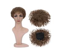 Frauen Haare Synthetic Natural Curly Hair Topper Replacement Hair Piece 13x13cm Short Hair Topper Clip in Wavy Hair Extensions Hairs Extensions(Brown)