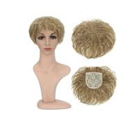 Frauen Haare Synthetic Natural Curly Hair Topper Replacement Hair Piece 13x13cm Short Hair Topper Clip in Wavy Hair Extensions Hairs Extensions(Natural Blonde)