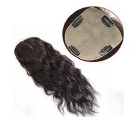 Frauen Haare Wavy Curly Human Hair Topper for Women Natural Color European Virgin Hair 12x13cm Breathrable Silk Skin Base Clip in Wavy Human Hair Pieces Hairs Extensions(14 inches)