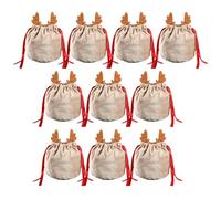 Fravsiu Christmas Treat Bags,Christmas Candy Bags - Wooden Velvet Bags with Lanyards,Reusable Hessian Bags for Halloween Cute Snack Organizer