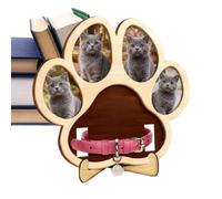 Fravsiu Dog Memorial Frame - Wooden Paw Shape Ornament, Pet Photo Frame for Sympathy, Bereavement, Passing, Loss, Home, Grave, Puppy, Kitten, Cat, Memorial, 9.45×9.45 Inches, Brown