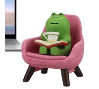 Fravsiu Miniature Frog Figurines Tiny,Animal Figurine - Reading A Book Frog Sculpture Drinking Coffee Animals Figurine Decoration for Shelf and Desk
