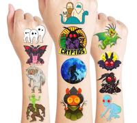 frawharmone 100 Pcs Cryptid Temporary Tattoos for Birthday Party Decorations Birthday Party Decorations Cool Alien Bigfoot Mothman Yeti Tattoo Gifts P