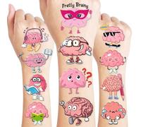 frawharmone 100 Pcs Cute Birthday Party Theme Temporary Tattoos Favors Decorations Fun Supplies Human Anatomy Body Part Eng Label
