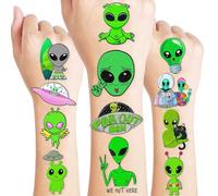 frawharmone 96 Pieces Cute Temporary Tattoos Aliens Theme Birthday Party Decorations Favors Decoration Fun Space Galaxy Sticker Tattoo