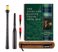 Frazer Warnock Standard Bagpipe Practice Chanter, The Piping Center of Scotland Tutor Book for Highland Bagpipes, 2 Quality Reeds, Breathable Case and Reed Tube Bundle