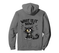 Frazzled Cat What Is It Now Funny Tired Work Mom Teacher Pullover Hoodie