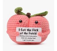 FRBFRB Crochet Peach with Pick of The Patch Card | Funny for Him or Her, Romantic Birthday Present for Boyfriend, Girlfriend | Cute Sentimental I Choose You Gift for Couples