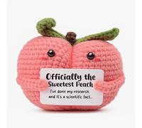 FRBFRB Funny Birthday Gift for Girlfriend, 'Officially The Sweetest Peach' Crochet Plush with Card, Cute Valentines Day Present for Boyfriend, Scientific Fact Anniversary Keepsake for Her Him Partner