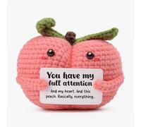 FRBFRB Funny for Him, 'My Full Attention' Crochet Peach, Cute Valentines Day Present for Boyfriend Husband, Romantic Sentimental Keepsake for Men, Handmade 'I Give You Everything' Plush