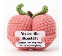 FRBFRB You're The Sweetest Crochet Peach Gift for Girlfriend, Her | Romantic Anniversary, Birthday Present for Couples | Handmade Sentimental Keepsake with My Everything Quote | Cute I Love You Decor