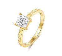 Frbod Color-D Moissanite Clarity VVS1 1 Carat Princess Cut Solid 925 Sterling Silver Gold White Gold Plated Rings Anniversary Wedding Valentine's Day Jewelry for, 5, Gemstone, Moissanite