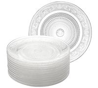 Frcctre 12 Pack Glass Salad Plates, 7 Inches Small Glass Dessert Plates Fruit Plate Appetizer Snack Plate Glasses Dinnerware Set with Beautiful Carved Pattern