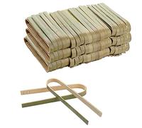 Frcctre 120 Pack Mini Bamboo Tongs, 4 Inch/10 CM Tongs, Mini Bamboo Utensils Toast for Kitchen, Cooking, Roast, Charcuterie, Buffet, Natural Green Color