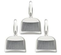 Frcctre 3 Pack Mini Dustpan and Brush Set, Whisk Broom and Dust Pans with Rubber Edge for Home, Desktop, Sofa, Kitchen, Keyboard