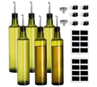 Frcctre 6 Pack Glass Olive Oil Dispenser Bottles, 17 Oz Oil and Vinegar Cruet Set With Spouts, Olive Oil Carafe Decanter for Kitchen - Dark Green