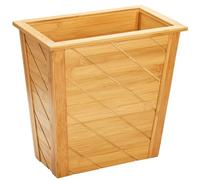 Frcctre Bamboo Waste Basket, Rectangular Compact Waste Trash Can Waste Bin Garbage Built-in Handles Brown Container Bin for Bedroom, Office, Living Room, Kitchen, Bathroom