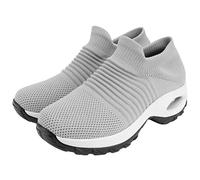 FRCOLOR 1 Pair Breathable Women's Sneakers with Non Slip Sole Fashionable Gym Shoes for Indoor Outdoor Sports Skid PU Sole Comfortable Seasons Grey