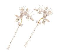 FRCOLOR 1 Pair Flower Elf Ear Cuff Jewelry for Women Non Piercing Fairy Earrings with Tassel Chain Safe and Gentle Sensitive Skin Unique Chinese Design Elegant Ear Clips