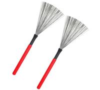 FRCOLOR 1 Pair Maple Handle Drum Wire Brushes High Carbon Steel Drum Brush Set for Beginners Adults Portable Ergonomic Grip