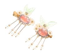 FRCOLOR 1 Pair Pearl Tassel Hair Clip Beads Hair Gems Pins Ties Padded Sticks Rhinestones Hair Pin Rings Curler Bow The Grip Hair Accessories Girl Hair Accessory Metal
