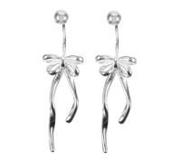 FRCOLOR 1 Pair Twisted Ribbon Earrings for Women Elegant Bowknot Ear Danglers Lightweight Statement Jewelry for Parties Daily Wear Special Occasions present for Friends Loved Ones