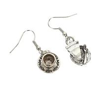 FRCOLOR 1 Pair Vintage Tea Dessert Drop Earrings for Women Retro Alloy Jewelry Unique present for Birthdays Anniversaries Mother Day Charming Accessories