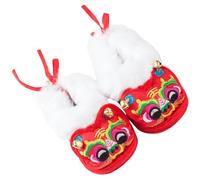 FRCOLOR 1 Pair Warm Shoes Adorable Tiger Design Winter Footwear for Non Slip Indoor Walking Shoes Durable Comfortable for Learning to Walk for Boys Red