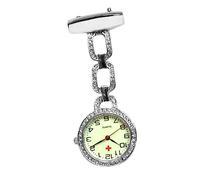 FRCOLOR 1 PC Retro Rhinestone Hanging Pocket Watch Quartz Movement Silver Vintage Design for Men and Women for Birthdays and Anniversaries