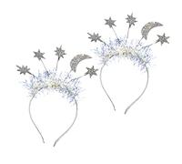 FRCOLOR 1 Set 2 Pcs Christmas Star Headband Star Moon Novelty Xmas Headwear Decoration Adult Party Silver Holiday Props Hair Women Sequin Star Christmas Photo Props Felt Cloth