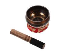 FRCOLOR 1 Set Copper Singing Bowl Set for Meditation and Relaxation Handcrafted Buddhist Sound Therapy Bowl with Mallet and Cushion Stress Relief and Improved Sleep Quality for Mindfulness