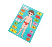 FRCOLOR 1 Set Educational Wooden Body Parts Puzzle for Spanish Language Matching Board for Early Learning Safe and Design Grip for for Birthdays and Holidays