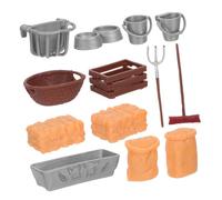 FRCOLOR 1 Set Play Farm Barn with Hay Bales Farming Tools and Feed Accessories for Indoor Outdoor Role Playing Fun and Safe Playset