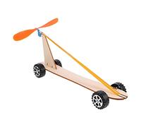 FRCOLOR 1 Set Wooden Wind Powered Car Kit Educational Rubber Band Power for Science Experiment DIY Assembly Lightweight Fun for Teaching Physics and Encouraging Creativity