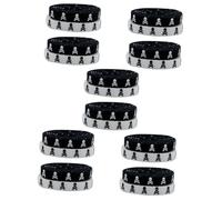 FRCOLOR 10 Pairs Skull Flat Shoelaces for Men and Women Polyester Elastic Casual and Canvas Shoe Laces Black with White Print White with Decorative Sneakers Replacements
