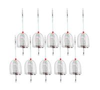 FRCOLOR 10 Pcs Stainless Steel Fishing Bait Cage for Carp, Shrimp and Crabs | Welded Mesh Structure, Corrosion Resistance, Light Weight, Silver Finish, for Professionals and Fishing Enthusiasts