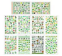 FRCOLOR 10 Sheets Shamrock Nail Art Stickers Irish Nail Decals Four Leaf Clover Manicure Festival Decorative Stickers for Party